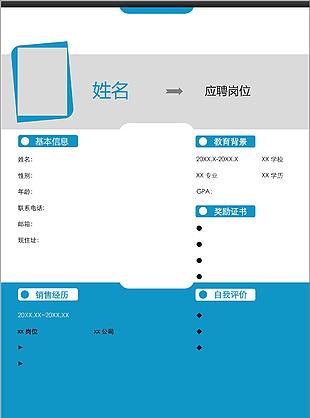 藍色專業(yè)全英文word簡歷