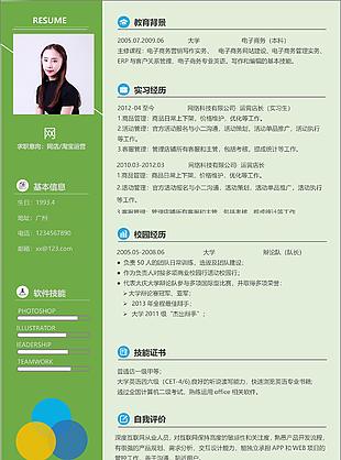 戴美君網(wǎng)店淘寶運營個人簡歷模板