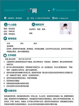 美術教師簡歷自我評價