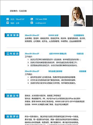 全英文個人求職藍色實用簡歷