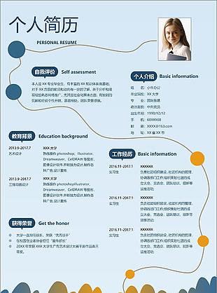 藍色專業(yè)全英文word簡歷