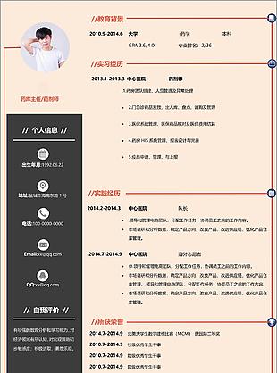 藥庫主任藥劑師個人電子簡歷