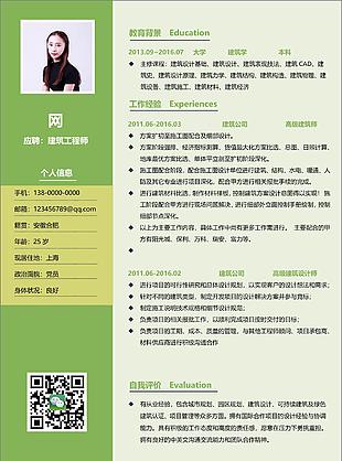 一年经验建筑工程师简历范文含自我评价