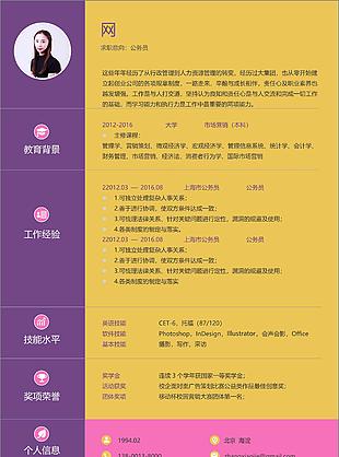 公務(wù)員個人簡歷表格范文可修改