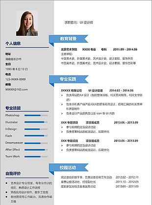 個性簡約UI設計師個人求職簡歷word設計