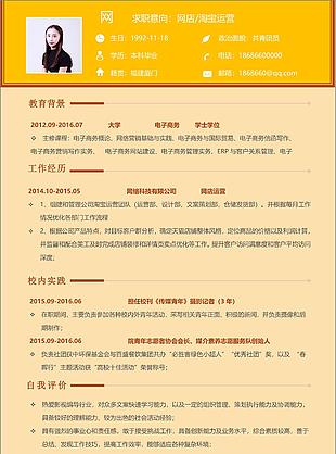 林沛若網(wǎng)店淘寶運營應(yīng)屆畢業(yè)生個人簡歷模板