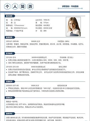 簡潔草綠相關工作個人求職簡歷表格