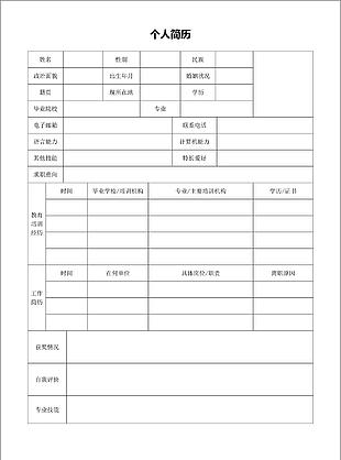 求職個人簡歷word電子版簡歷模板