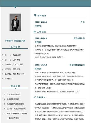綠色簡約醫(yī)藥代表求職簡歷醫(yī)藥銷售簡歷Word模板