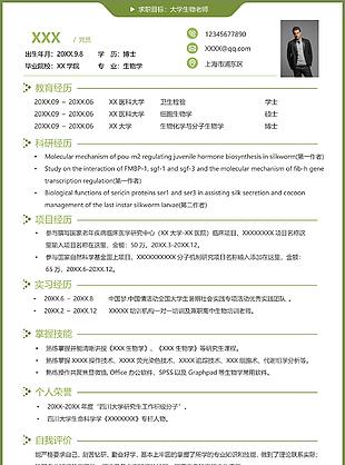 綠色經(jīng)典簡約博士生簡歷word模板