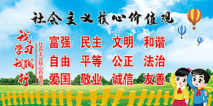 社会主义核心价值观蓝色背景展板