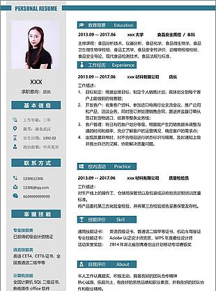 店長簡歷案例