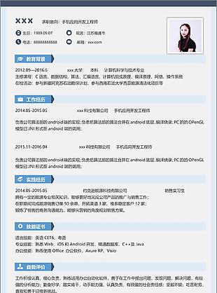 手機(jī)應(yīng)用開發(fā)工程求職簡(jiǎn)歷格式