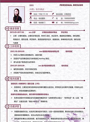 軟件測試一年個人簡歷含自薦信