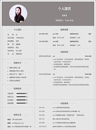 web安全個人簡歷模板