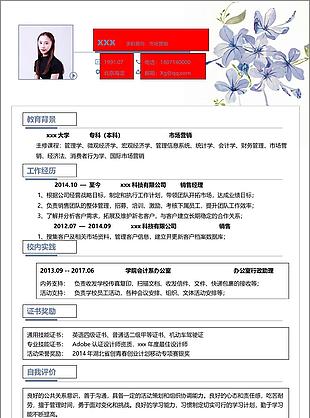 市場營銷簡歷模板免費下載