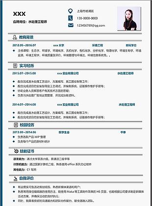 水處理工程師簡歷免費下載
