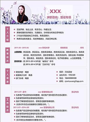 簽證專員簡歷格式下載