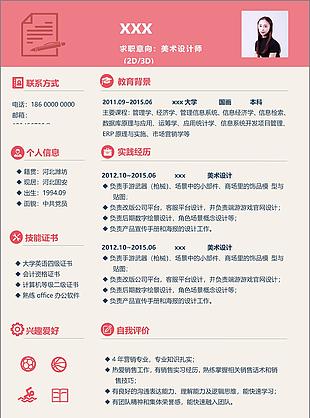 美術設計師個人簡歷模板