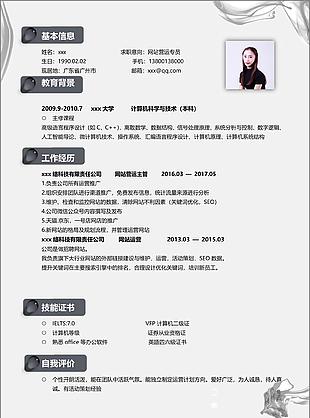 網站營運專員個人簡歷表免費下載
