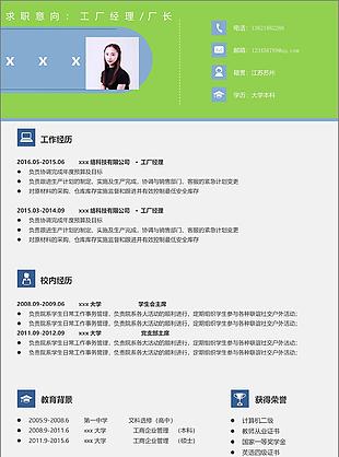 工廠經理廠長簡歷模板免費下載
