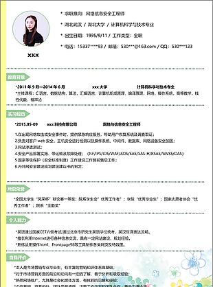 網絡信息安全工程師簡歷表格范文模板