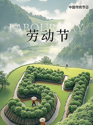 劳者无域行者无疆劳动节山川海报