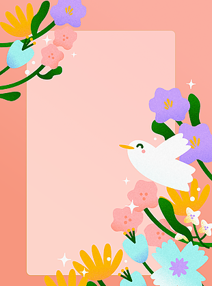 清新風(fēng)格手繪卡通花鳥(niǎo)背景圖片