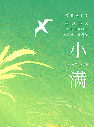 淺夏晴空唯美傳統小滿節氣海報