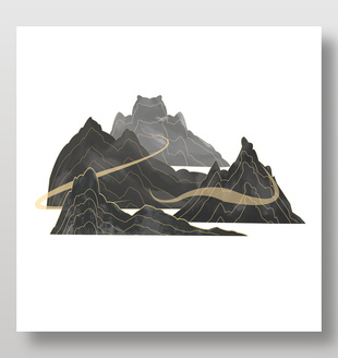國風(fēng)金云繞山景致圖