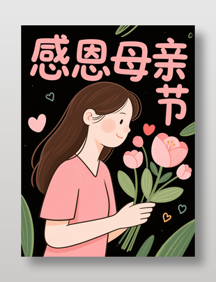 感恩母親節主題卡通插畫