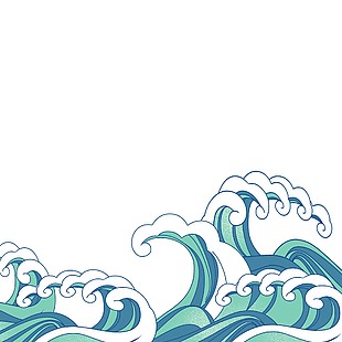 清新藍綠色波濤洶涌海浪圖案