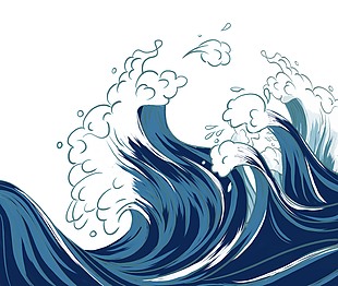 古典深邃海洋藍海浪圖案