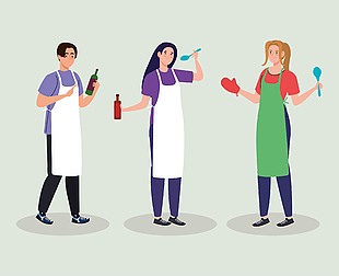 烹饪做饭卡通人物插画