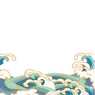 国潮风海浪装饰插画