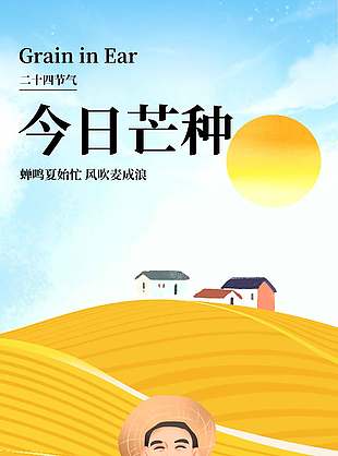 風吹麥浪傳統芒種節氣宣傳海報