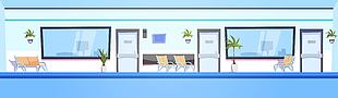 醫院走廊裝飾設計插畫