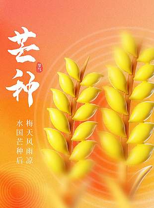 溫馨暖色系傳統二十四節氣芒種海報