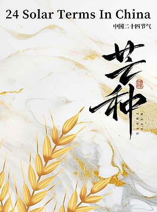 清新鎏金簡約芒種節氣宣傳海報
