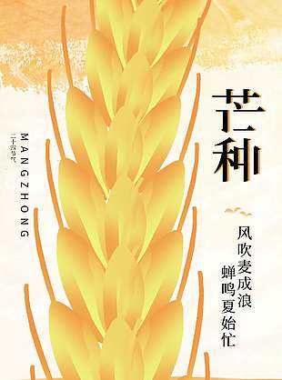 風吹麥浪清新唯美芒種節氣海報