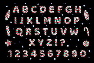 可爱卡通糖果字母数字矢量图