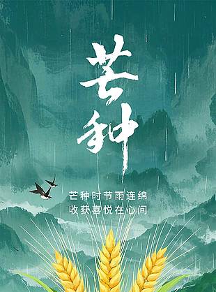 芒種時節雨連綿收獲喜悅在心間創意海報