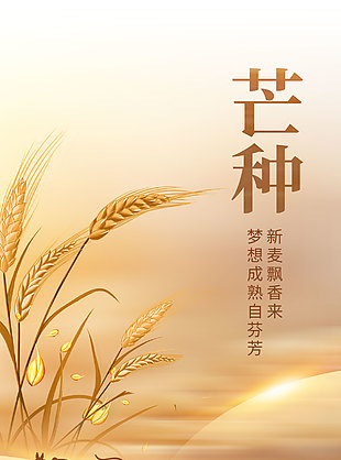 新麥飄香來夢想成熟自芬芳唯美剪影海報