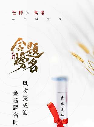 風吹麥成浪金榜題名時高考宣傳海報