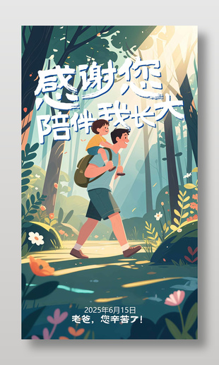 感謝您陪我長大父親節插畫海報設計