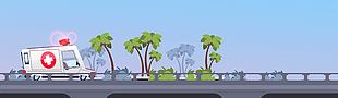 救護車急救場景卡通插畫