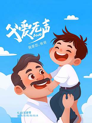 父愛無(wú)聲父親節(jié)涂鴉風(fēng)海報(bào)