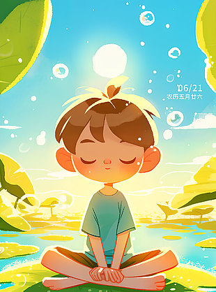 創(chuàng)意卡通插畫(huà)夏至涂鴉風(fēng)海報(bào)