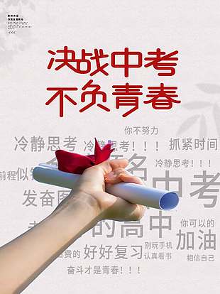 清新简约奋斗努力中考宣传海报