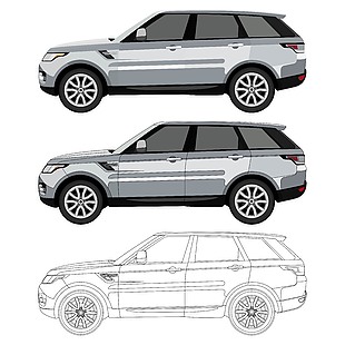 灰色越野汽車立面插畫